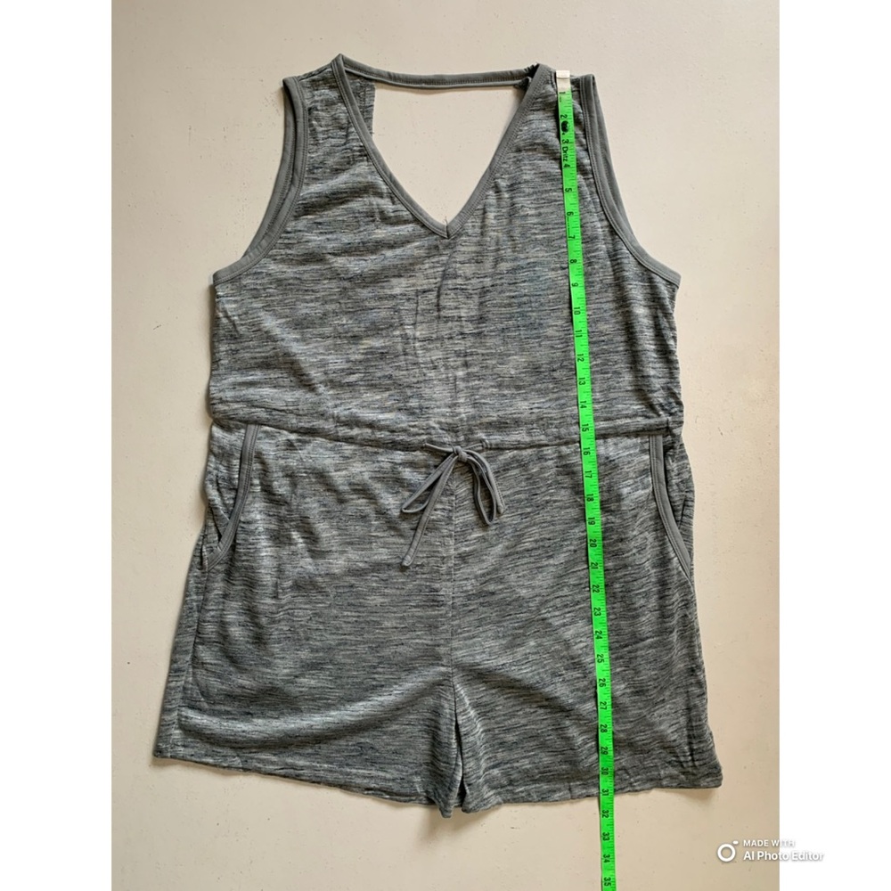 Cupshe Heather Grey Blue Drawstring Waist Jersey Romper Size Large NWT Beach - Picture 15 of 17